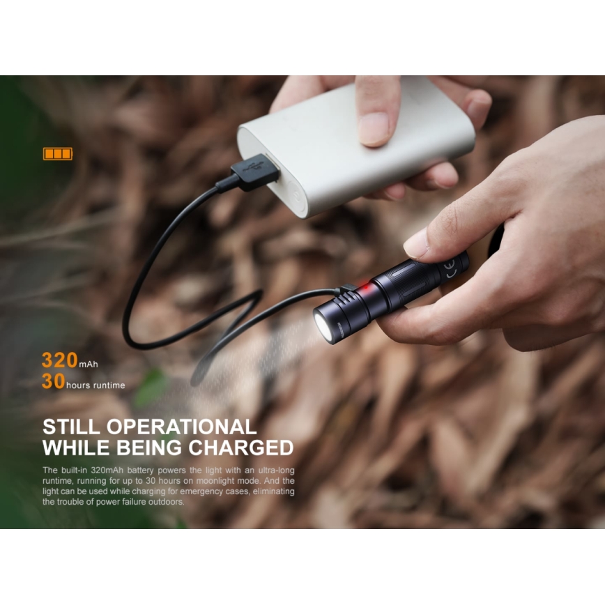 Fenix E05RBLC - LED Rechargeable flashlight LED/USB IP68 400 lm 30 hrs
