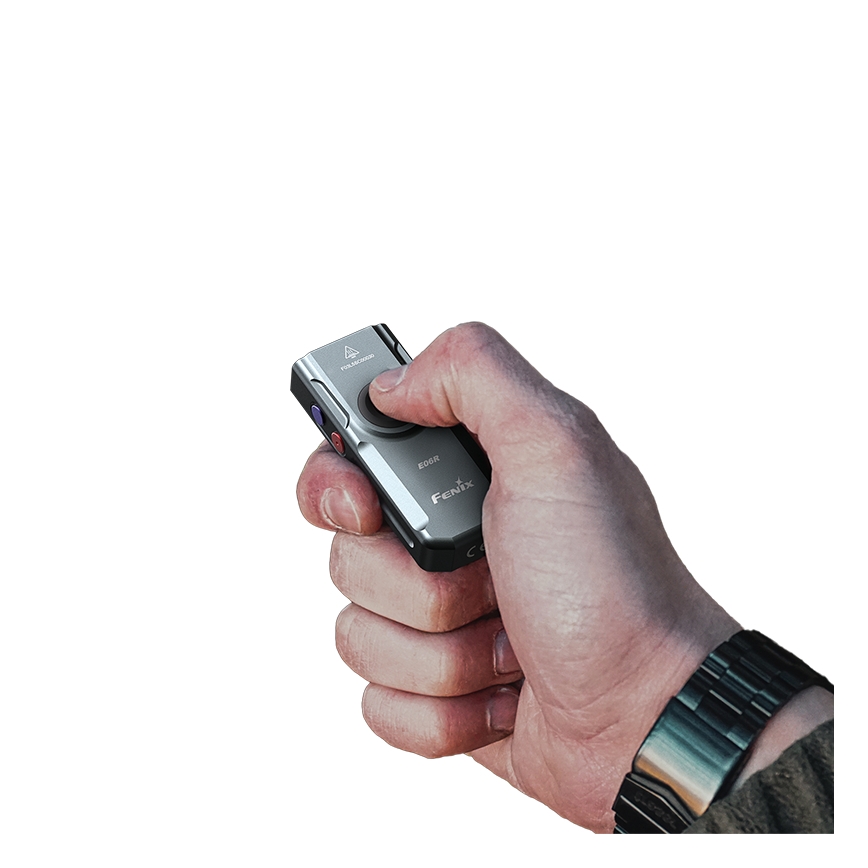 Fenix E06RGRY - LED Dimmable rechargeable flashlight UV LED/USB IP66 700 shiny 60 h 750 mAh grey
