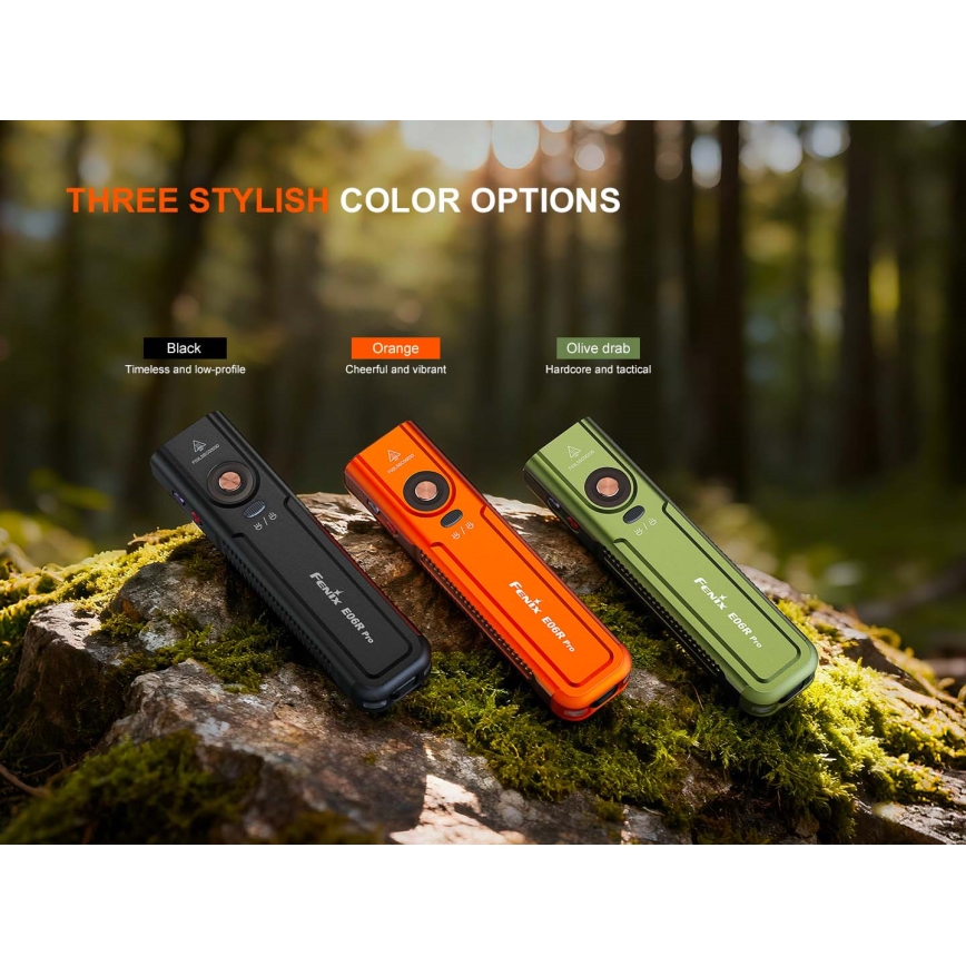 Fenix E06RPROEUBLC - Dimmable LED USB-Rechargeable Flashlight, 1650 mAh, IP66, 1600 lm, 111 h, Black