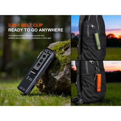 Fenix E06RPROEUBLC - Dimmable LED USB-Rechargeable Flashlight, 1650 mAh, IP66, 1600 lm, 111 h, Black