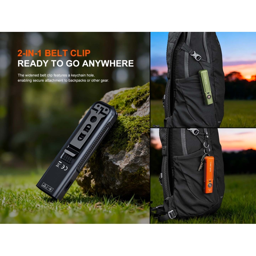 Fenix E06RPROEUBLC - Dimmable LED USB-Rechargeable Flashlight, 1650 mAh, IP66, 1600 lm, 111 h, Black