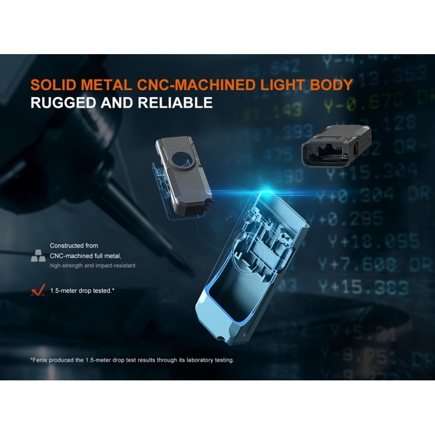 Fenix E06RTKS - LED Dimmable rechargeable flashlight UV LED/USB IP66 700 shiny 60 h turquoise