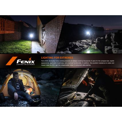 Fenix E06RTKS - LED Dimmable rechargeable flashlight UV LED/USB IP66 700 shiny 60 h turquoise