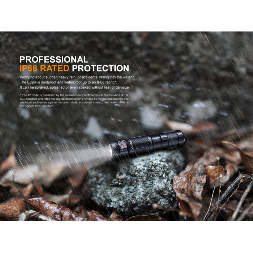 Fenix E09R - LED Rechargeable flashlight LED/USB IP68 600 lm 70 hrs