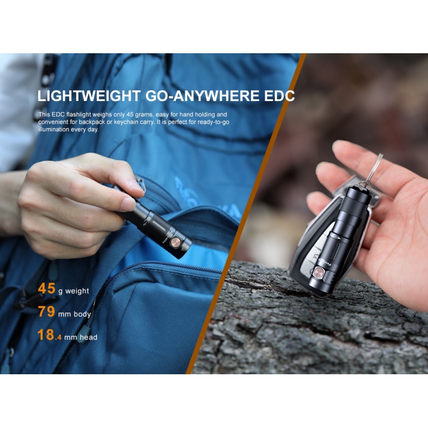 Fenix E09R - LED Rechargeable flashlight LED/USB IP68 600 lm 70 hrs