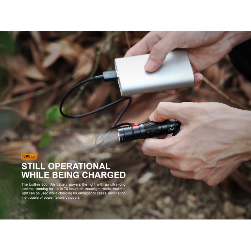 Fenix E09R - LED Rechargeable flashlight LED/USB IP68 600 lm 70 hrs
