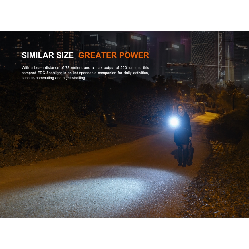 Fenix E12V30 - Dimmable Rechargeable LED Flashlight LED/1xAA 2000 mAh IP68 200 lm 100 h black