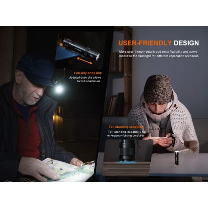 Fenix E12V30 - Dimmable Rechargeable LED Flashlight LED/1xAA 2000 mAh IP68 200 lm 100 h black