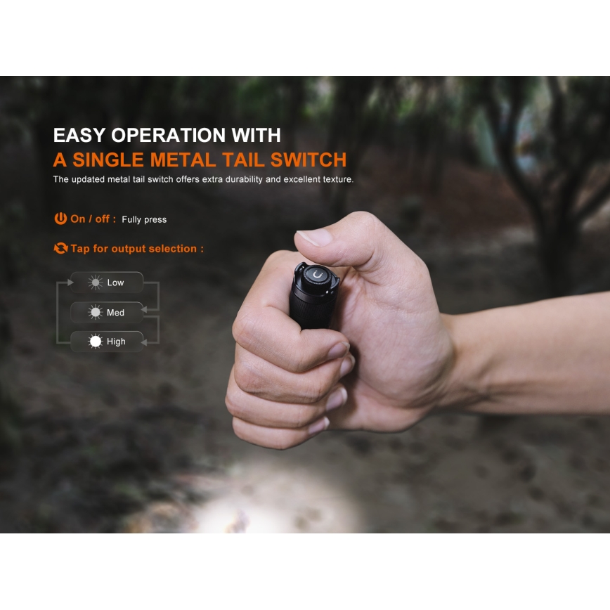 Fenix E12V30 - Dimmable Rechargeable LED Flashlight LED/1xAA 2000 mAh IP68 200 lm 100 h black