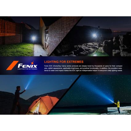 Fenix E18RV20800 - Dimmable USB-rechargeable LED flashlight / 1xCR123A / 800 mAh / IP68 / 1200 lm / 200 h / black