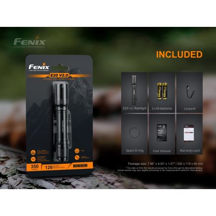 Fenix E20V20 - LED Flashlight LED/2xAA IP68 350 lm 200 hrs