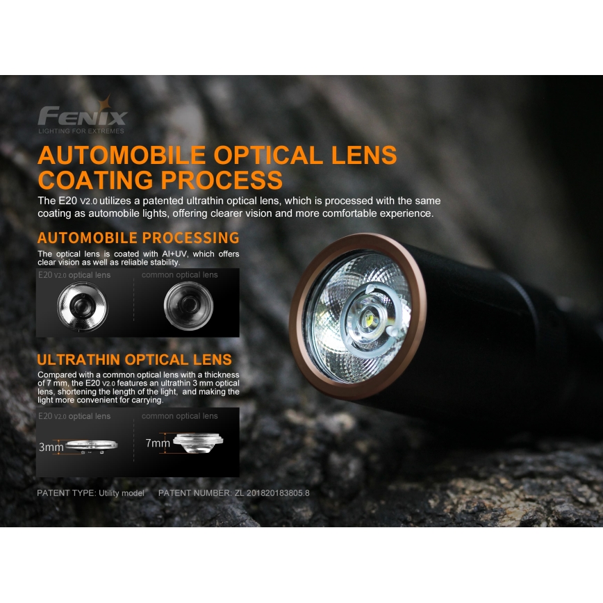 Fenix E20V20 - LED Flashlight LED/2xAA IP68 350 lm 200 hrs