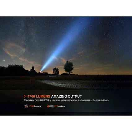 Fenix E28RV20 - LED Dimmable rechargeable flashlight LED/USB IP68 1700 lm 260 h