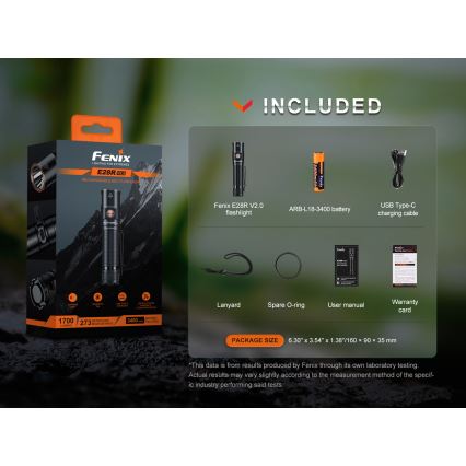Fenix E28RV20 - LED Dimmable rechargeable flashlight LED/USB IP68 1700 lm 260 h