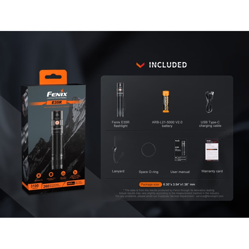 Fenix E35R - LED Rechargeable flashlight LED/USB IP68 3100 lm 69 h