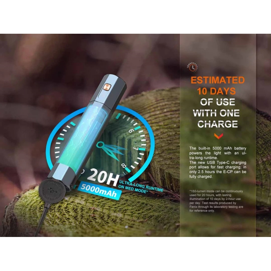 Fenix ECPBLUE - LED Rechargeable flashlight with a power bank USB IP68 1600 lm 504 h blue