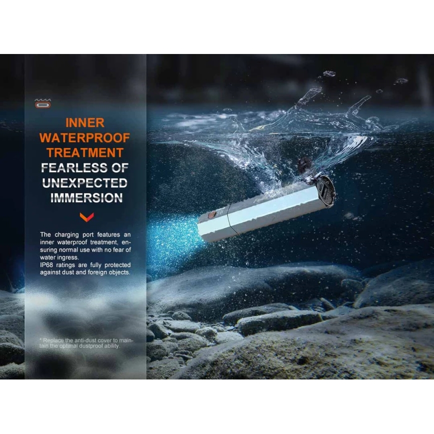 Fenix ECPBLUE - LED Rechargeable flashlight with a power bank USB IP68 1600 lm 504 h blue