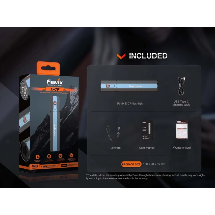 Fenix ECPBLUE - LED Rechargeable flashlight with a power bank USB IP68 1600 lm 504 h blue