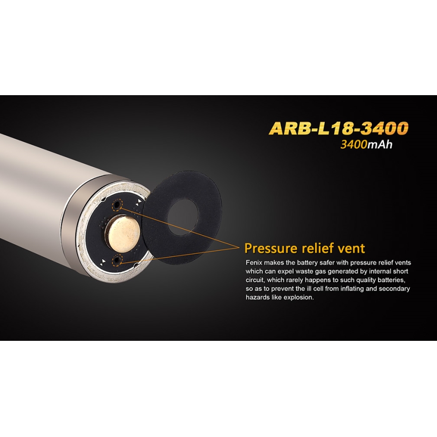 Fenix FE18650LI34 - 1 pc Rechargeable Li-ion 18650/3.6V 3400 mAh