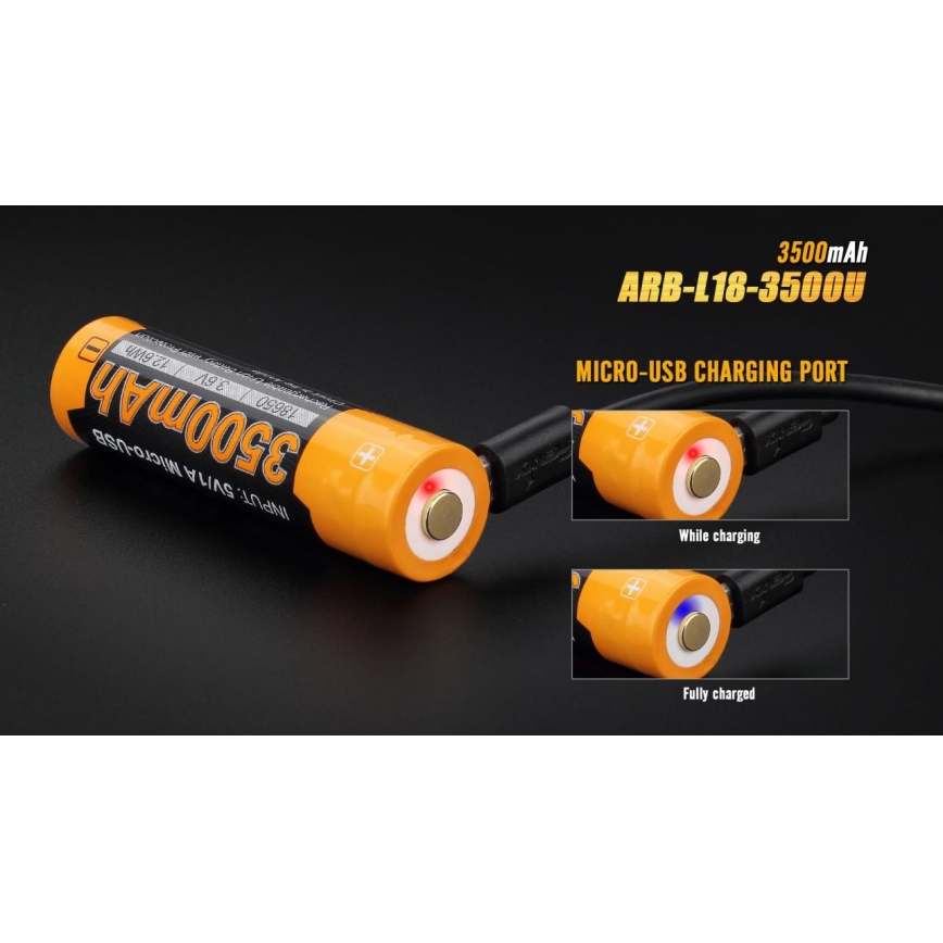 Fenix FE18650LI35USB - 1 pc USB rechargeable battery, 3.6V, 3500 mAh