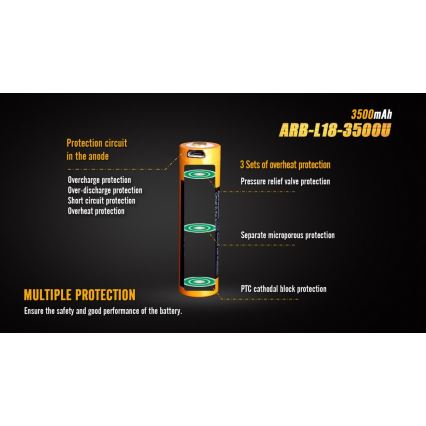Fenix FE18650LI35USB - 1 pc USB rechargeable battery, 3.6V, 3500 mAh