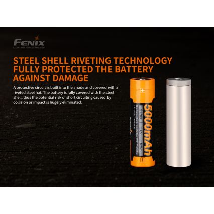 Fenix FE21700V20 - 1 pc Rechargeable 21700 Battery, 3.6V, 5000 mAh