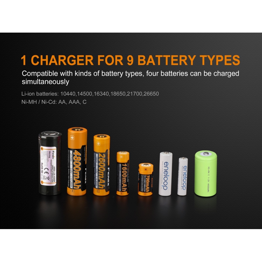 Fenix FENAREA4 - Battery charger 4xLi-ion/AAA/AA/C 5V