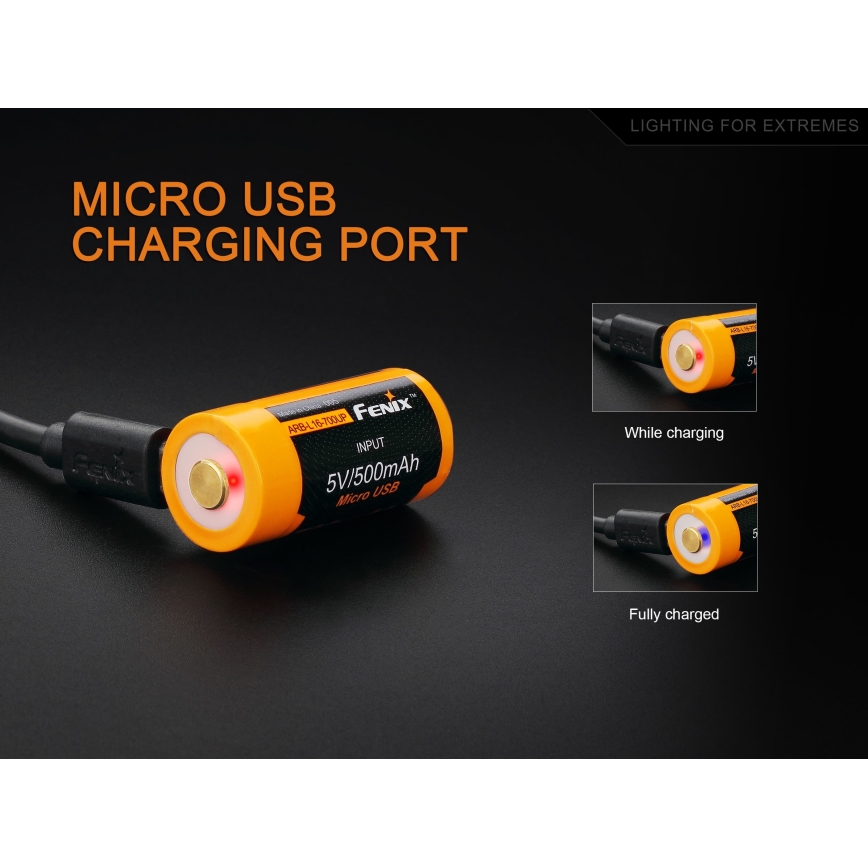 Fenix FERCR123ALIIONUP - 1pc Rechargeable battery USB/3,6V 700 mAh