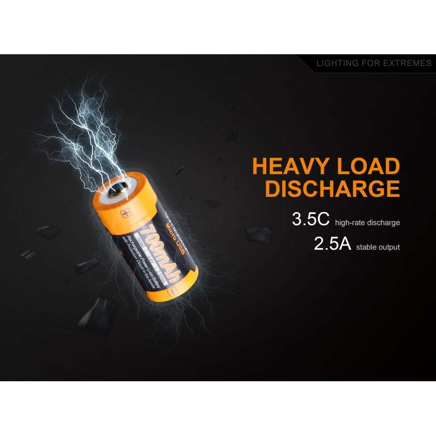 Fenix FERCR123ALIIONUP - 1pc Rechargeable battery USB/3,6V 700 mAh