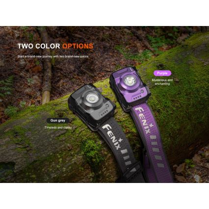 Fenix HL12RV20BLC - Dimmable USB-rechargeable LED headlamp, 950 mAh, IP66, 500 lm, 112 h runtime, black