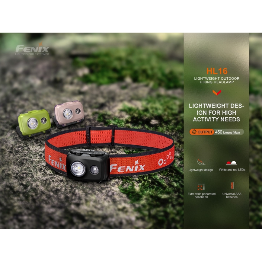 Fenix HL16V2PIN - LED Headlamp LED/3xAAA IP66 450 lm 200 h pink