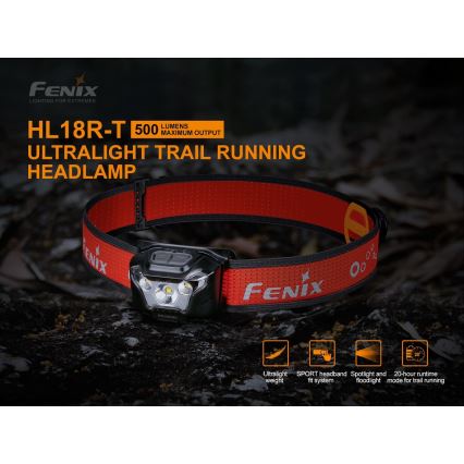 Fenix HL18RTRAIL - LED Rechargeable headlamp LED/3xAAA IP66 500 lm 300 hrs