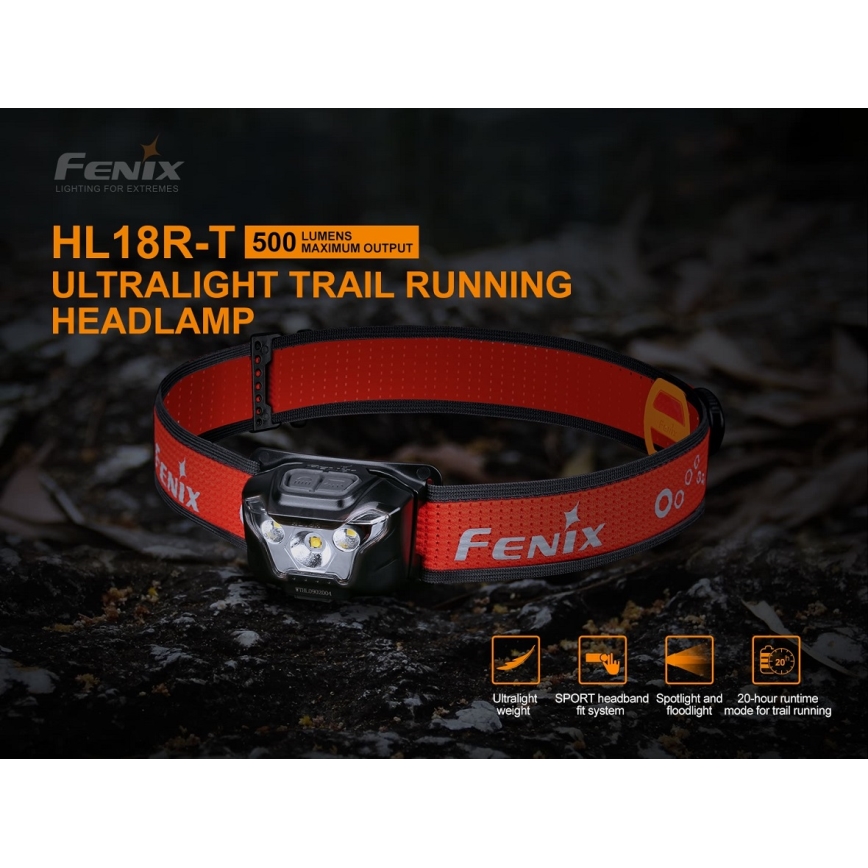 Fenix HL18RTRAIL - LED Rechargeable headlamp LED/3xAAA IP66 500 lm 300 hrs