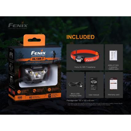 Fenix HL18RTRAIL - LED Rechargeable headlamp LED/3xAAA IP66 500 lm 300 hrs