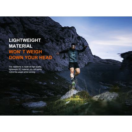 Fenix HL18RTV20BLC - LED Dimmable rechargeable headlamp LED/USB IP66 800 lm 160 h black/orange
