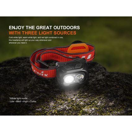 Fenix HL18RTV20BLC - LED Dimmable rechargeable headlamp LED/USB IP66 800 lm 160 h black/orange