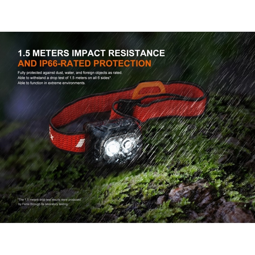 Fenix HL18RTV20BLC - LED Dimmable rechargeable headlamp LED/USB IP66 800 lm 160 h black/orange