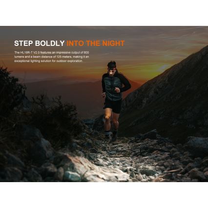 Fenix HL18RTV20WHT - LED Dimmable rechargeable headlamp LED/USB IP66 800 shiny 160 h white/black