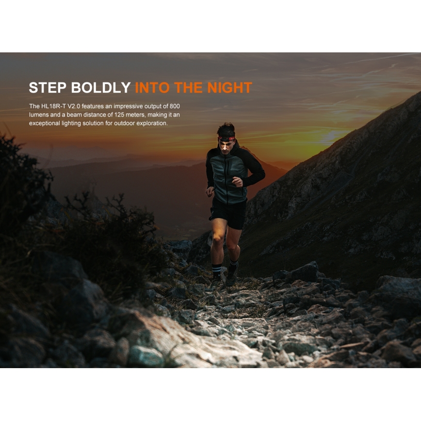 Fenix HL18RTV20WHT - LED Dimmable rechargeable headlamp LED/USB IP66 800 shiny 160 h white/black
