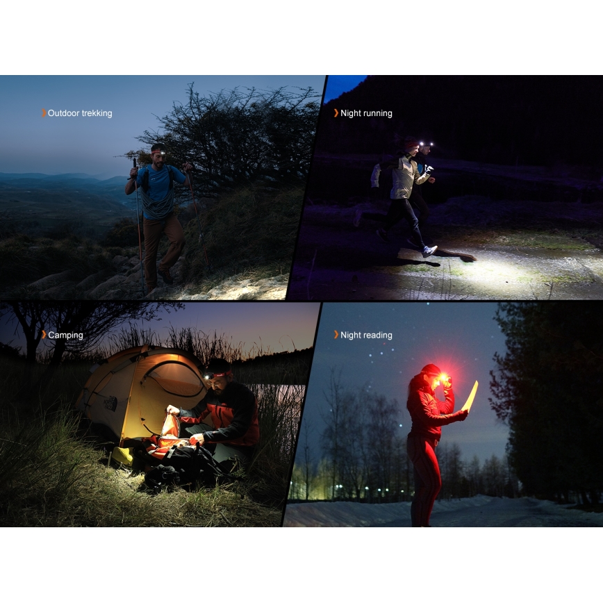 Fenix HL18RTV20WHT - LED Dimmable rechargeable headlamp LED/USB IP66 800 shiny 160 h white/black