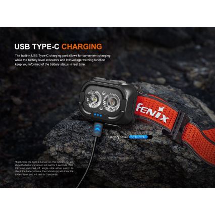 Fenix HL18RTV20WHT - LED Dimmable rechargeable headlamp LED/USB IP66 800 shiny 160 h white/black