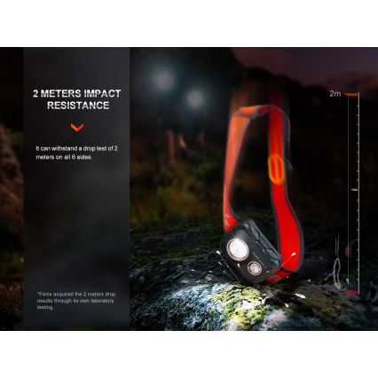 Fenix HL32RTBLCK - LED Rechargeable headlamp LED/USB IP66 800 lm 300 h black/orange