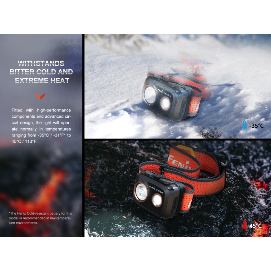 Fenix HL32RTBLCK - LED Rechargeable headlamp LED/USB IP66 800 lm 300 h black/orange