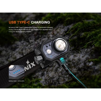Fenix HL45R - LED Dimmable rechargeable focusing headlamp LED/USB IP66 1000 shiny 240 h black