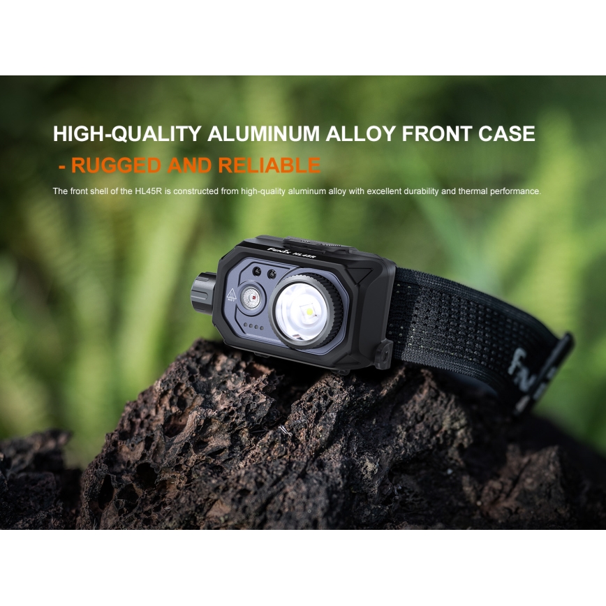 Fenix HL45R - LED Dimmable rechargeable focusing headlamp LED/USB IP66 1000 shiny 240 h black