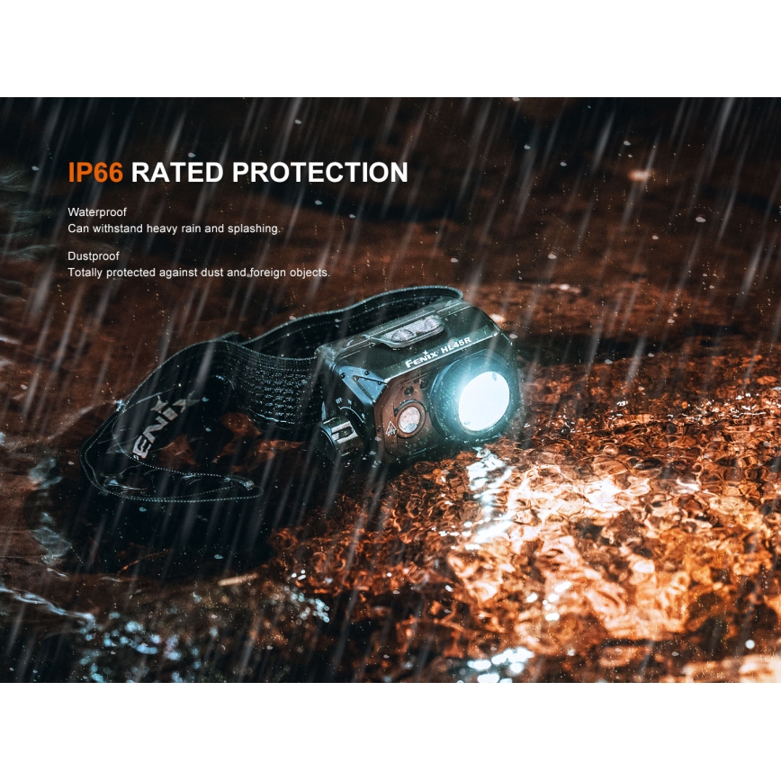 Fenix HL45R - LED Dimmable rechargeable focusing headlamp LED/USB IP66 1000 shiny 240 h black