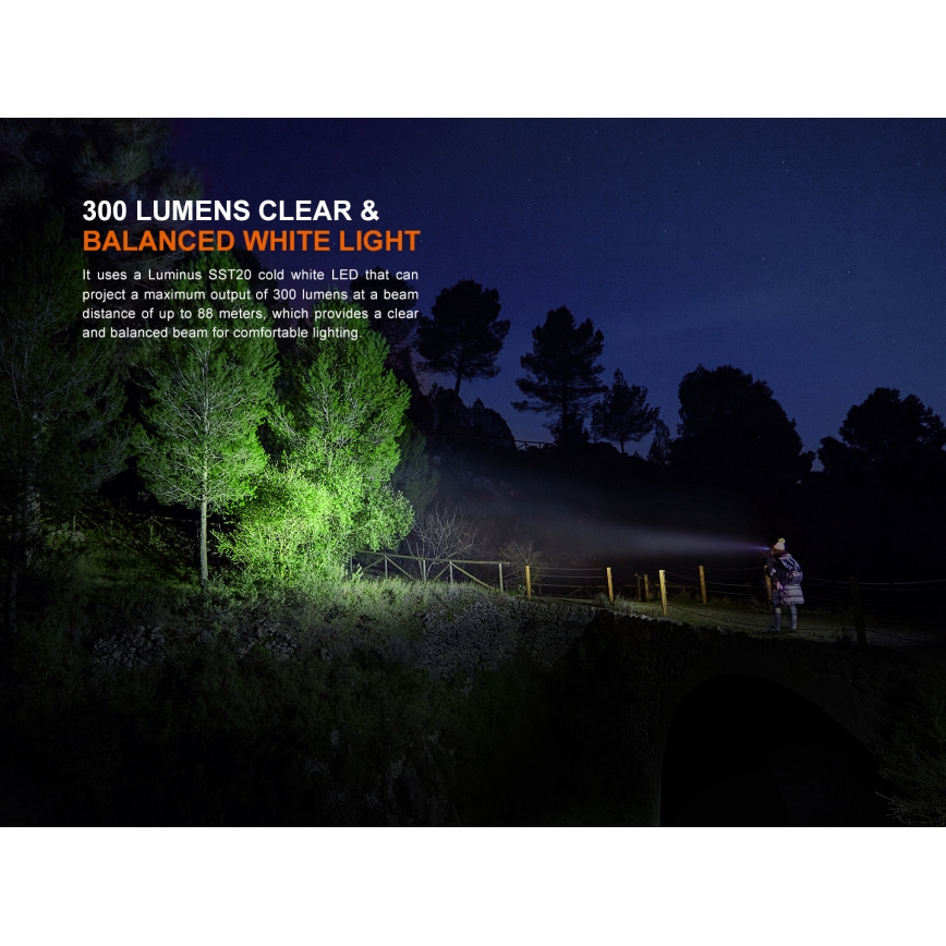 Fenix HM23V20 - LED Dimmable headlamp LED/1xAA IP68 300 lm 100 h