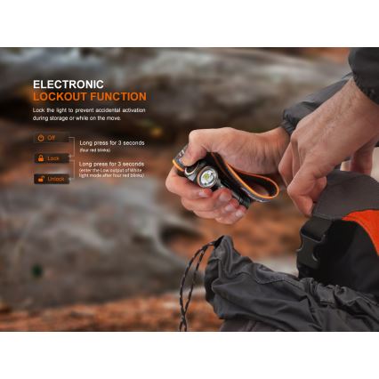 Fenix HM23V20 - LED Dimmable headlamp LED/1xAA IP68 300 lm 100 h