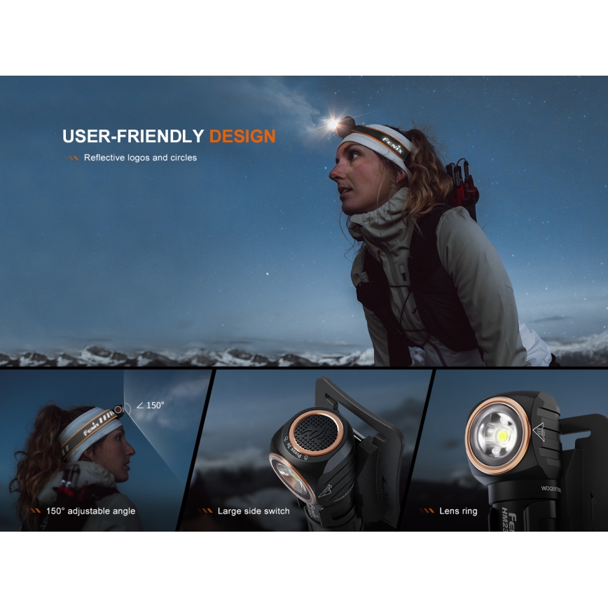 Fenix HM23V20 - LED Dimmable headlamp LED/1xAA IP68 300 lm 100 h