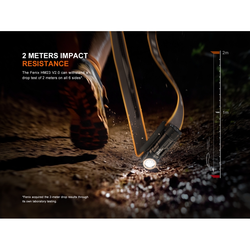 Fenix HM23V20 - LED Dimmable headlamp LED/1xAA IP68 300 lm 100 h